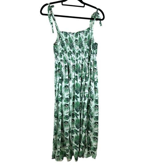 Aulani Dress Womens Small Green‎ White Hawaiian Strappy Maxi Dress Disney NWT - Picture 3 of 9